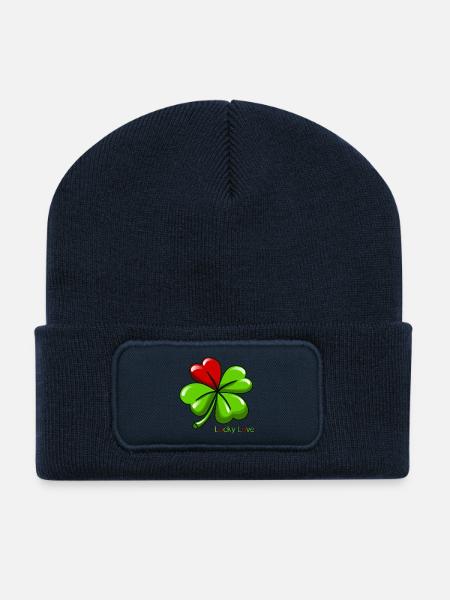 Glücksliebes Kleeblatt - Recycelte Patch Beanie - French Navy