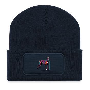 Colorful Greyhound Dog - Recycled Patch Beanie - french navy - Front
