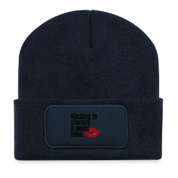 Kissing Is Always a Good Idea - Recycelte Patch Beanie - French Navy - Vorne