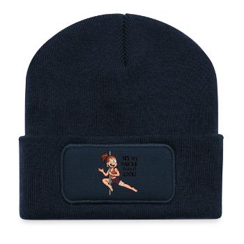 Pole Dance Cartoon – Harder Than It Looks - Recycelte Patch Beanie - French Navy - Vorne