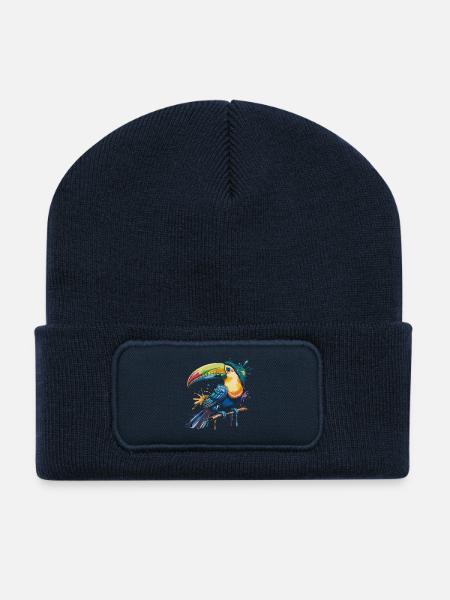 Explosion colorée de toucan - Beanie recyclé à patch - bleu marine