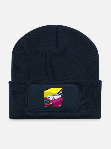 Retro Car Neon Panels 80's - Recycled Patch Beanie - french navy