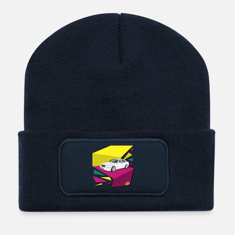 Retro Car Neon Panels 80's - Recycled Patch Beanie - french navy