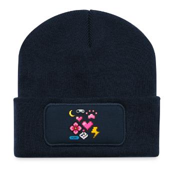 Pixel Game - Recycled Patch Beanie - french navy - Front