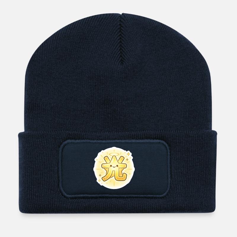 光, Hikari, Lumière - Beanie recyclé à patch - bleu marine