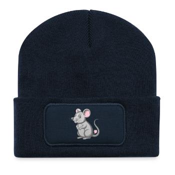 Furzende Maus Pupswolke Furz Furzen Pups Pupsen - Recycelte Patch Beanie - French Navy - Vorne