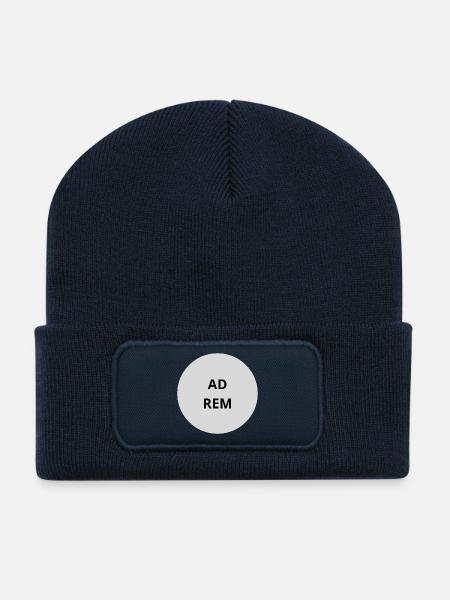 Texte de l’emblème du cercle gris - Beanie recyclé à patch - bleu marine
