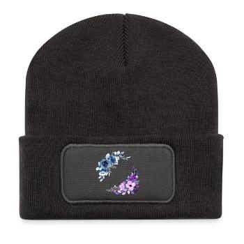 2 Blumensträuße - Recycelte Patch Beanie - Dunkelgrau - Vorne