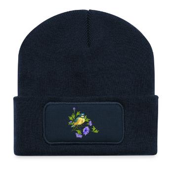 Bunter Vogel - Recycelte Patch Beanie - French Navy - Vorne