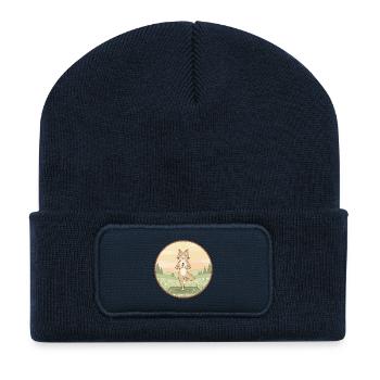 Yoga-Katzen-Kätzchen macht Baumposen-Kunst - Recycelte Patch Beanie - French Navy - Vorne