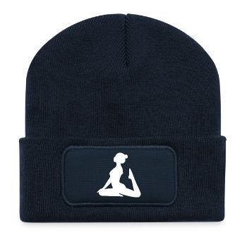 Yoga Forms Silhouettes White - Recycled Patch Beanie - french navy - Front