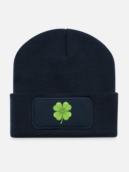 Vierblatt-Kleeblatt-Zauber - Recycelte Patch Beanie - French Navy