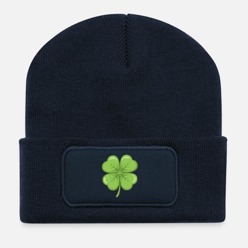 Vierblatt-Kleeblatt-Zauber - Recycelte Patch Beanie - French Navy