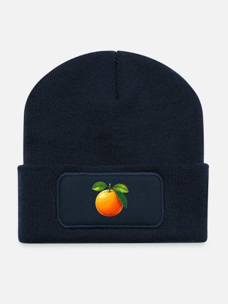 Orange (Frucht) - Recycelte Patch Beanie - French Navy