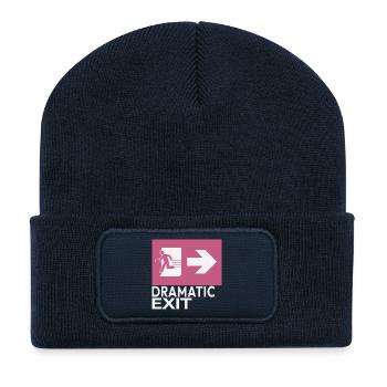 Dramatic Exit Funny Statement Minimal Graphic - Recycled Patch Beanie - french navy - Front