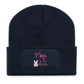 Mein Erstes Ostern Osterhase - Recycelte Patch Beanie - French Navy - Vorne