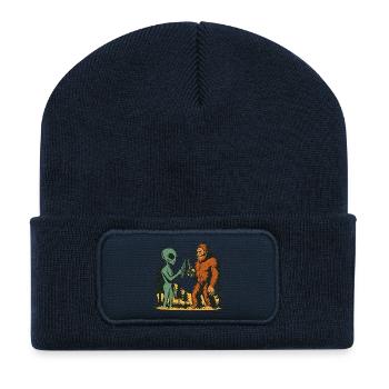 Alien-Entführung Bigfoot Loch Ness Lustiges UFO - Recycelte Patch Beanie - French Navy - Vorne