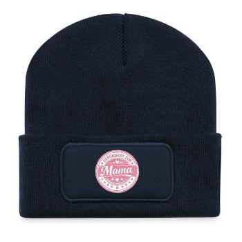 Befördert zur Mama Geschenk - Recycelte Patch Beanie - French Navy - Vorne