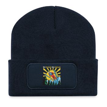 Le saut à ski, le vol comme des pros - Beanie recyclé à patch - bleu marine - Devant