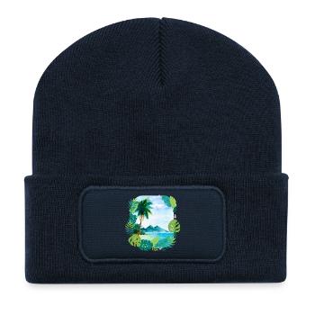 Vacances de rêve à Palm Island : voyage en mer à Hawaii Beach - Beanie recyclé à patch - bleu marine - Devant