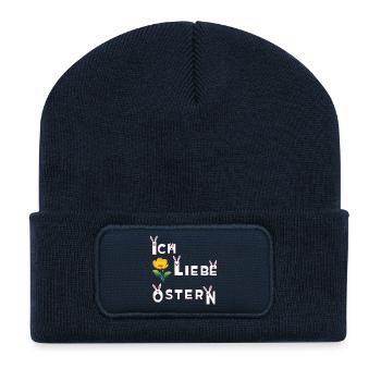 Ich Liebe Ostern  - Recycelte Patch Beanie - French Navy - Vorne