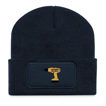 Du kennst The Drill Funny Handwerkerwerkzeug Wortspieldesign - Recycelte Patch Beanie - French Navy - Vorne