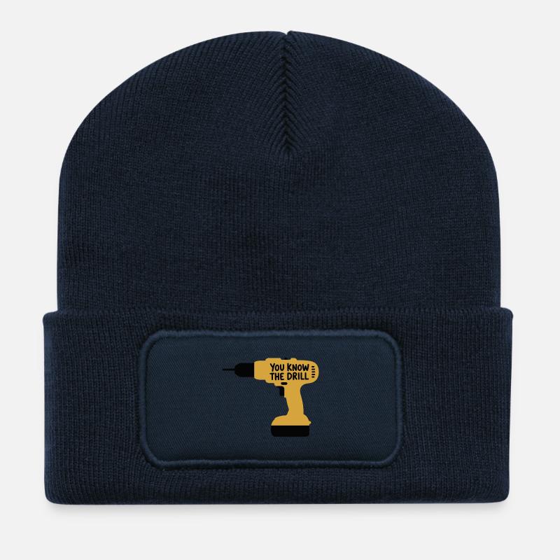 Du kennst The Drill Funny Handwerkerwerkzeug Wortspieldesign - Recycelte Patch Beanie - French Navy