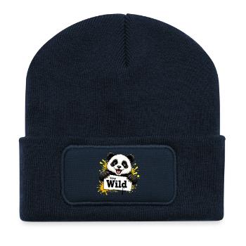 Panda Graffiti Illustration Stay Wild - Recycled Patch Beanie - french navy - Front