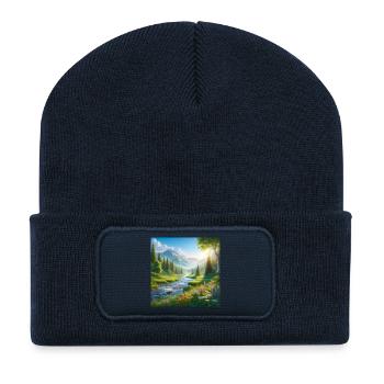 La rivière des Fleurs de Printemps de Fjälldalen - Beanie recyclé à patch - bleu marine - Devant
