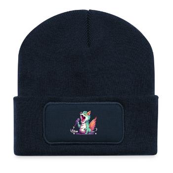 Singender Drachen-Star - Recycelte Patch Beanie - French Navy - Vorne