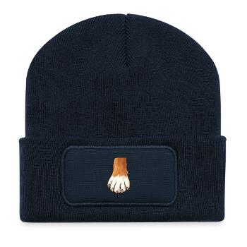 Braun Weiß Hundepfote Design - Recycelte Patch Beanie - French Navy - Vorne