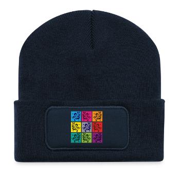 Äppelwoi bunt - Recycelte Patch Beanie - French Navy - Vorne