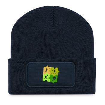 Tenue de sportif de tennis padel puzzle - Beanie recyclé à patch - bleu marine - Devant