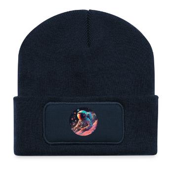 Astronaute dans le cosmos néon - Beanie recyclé à patch - bleu marine - Devant