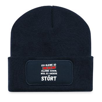 ICH BIN WIE ICH BIN, AUTHENTIZITÄT LUSTIGER SPRUCH - Recycelte Patch Beanie - French Navy - Vorne