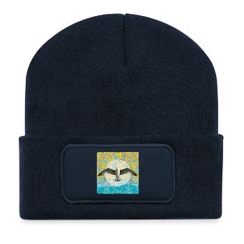 Möwe im Farbmandala yoga - Recycelte Patch Beanie - French Navy - Vorne