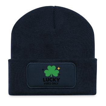 Uniquement des ondes de chance - Beanie recyclé à patch - bleu marine - Devant