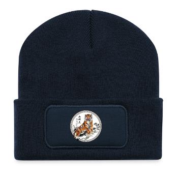 Tiger Asiatische Landschaft - Recycelte Patch Beanie - French Navy - Vorne