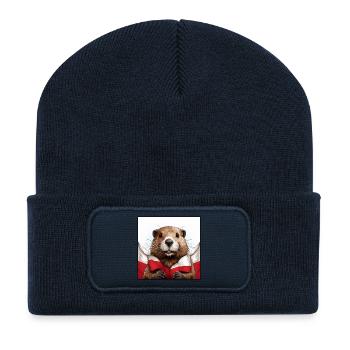 Beaver Poland Flag - Recycled Patch Beanie - french navy - Front