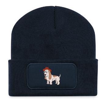 Glasses Beagle avec Fedora - Beanie recyclé à patch - bleu marine - Devant