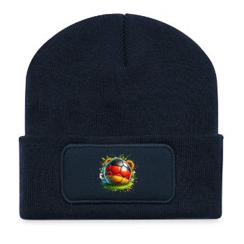 Germany Football Ball Landscape - Recycled Patch Beanie - french navy - Front