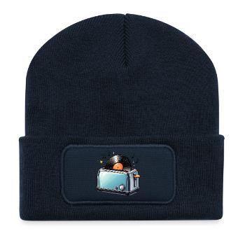 Vinyl in the toaster – Funny music motif - Recycled Patch Beanie - french navy - Front