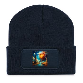 Cité Astrale et Torsion Solaire - Beanie recyclé à patch - bleu marine - Devant