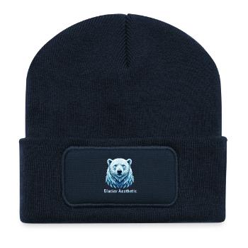 Polar Bear Glacier Aesthetic Polygon - Recycled Patch Beanie - french navy - Front