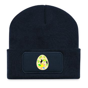 Œufs de Pâques : Lapin de Pâques - Beanie recyclé à patch - bleu marine - Devant
