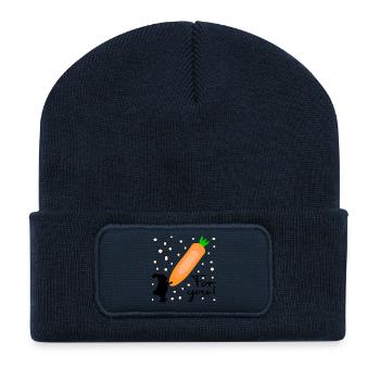Carotte Lapin de Pâques - Beanie recyclé à patch - bleu marine - Devant