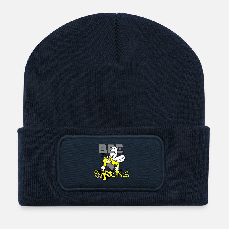 BEE STRONG Biene - Beanie recyclé à patch - bleu marine