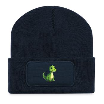 Dinosaure Vert - Beanie recyclé à patch - bleu marine - Devant