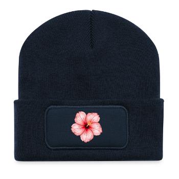 Hibiskus Blume - Recycelte Patch Beanie - French Navy - Vorne