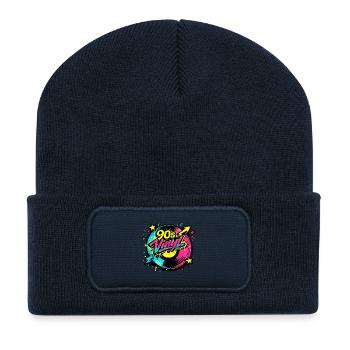 90s Vinyl Neon Kreis - Recycelte Patch Beanie - French Navy - Vorne